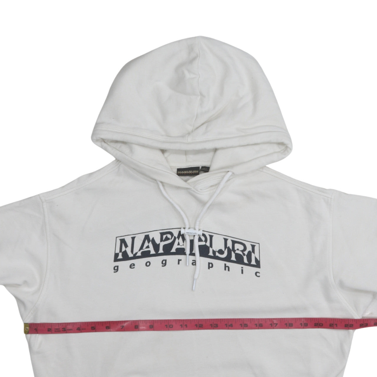 Napapijri Men's White Pullover Hoodie Medium Graphic Logo Cotton