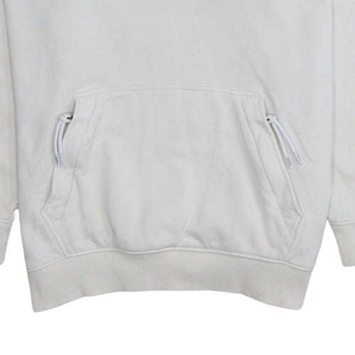 Napapijri Men's White Pullover Hoodie Medium Graphic Logo Cotton