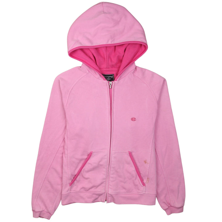 Champion Women Pink Full Zip Hoodie M Cotton Blend Casual