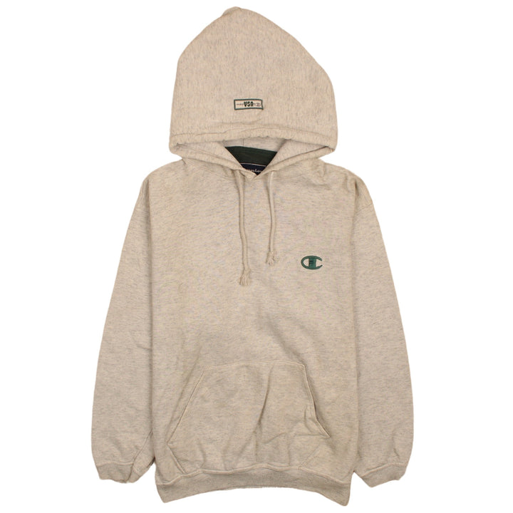 Champion Men's Beige Pullover Hoodie M Regular Fit Fleece Logo
