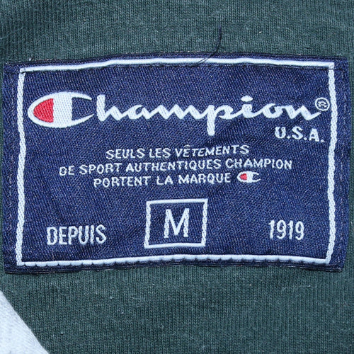Champion Men's Beige Pullover Hoodie M Regular Fit Fleece Logo