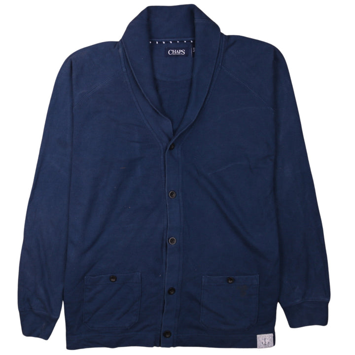 Chaps Men’s Blue Cotton Cardigan Size L Classic V-Neck Knit