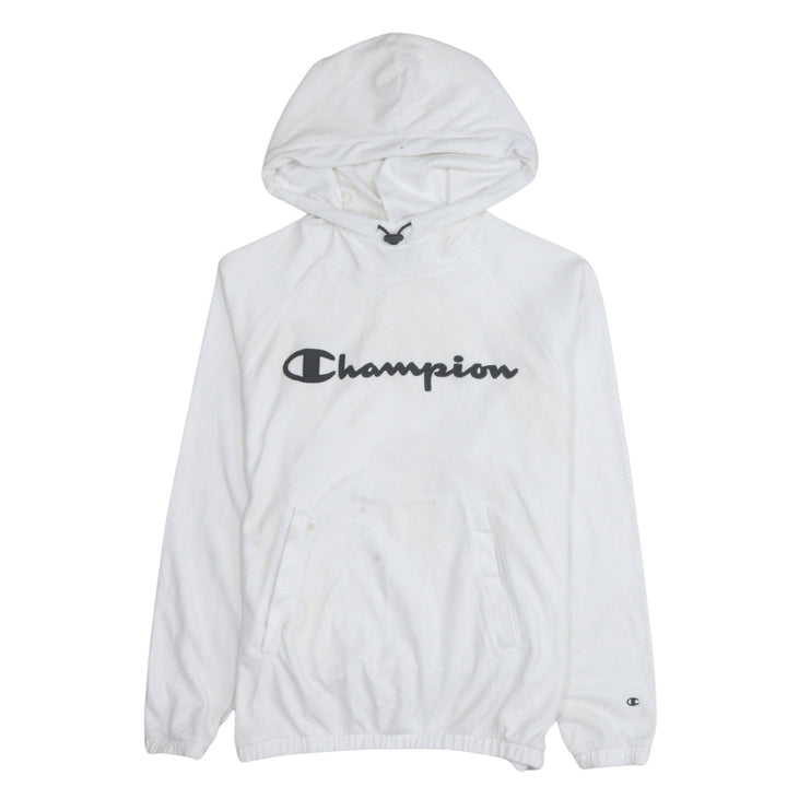 Champion Women White Medium Pullover Hoodie with Logo Print