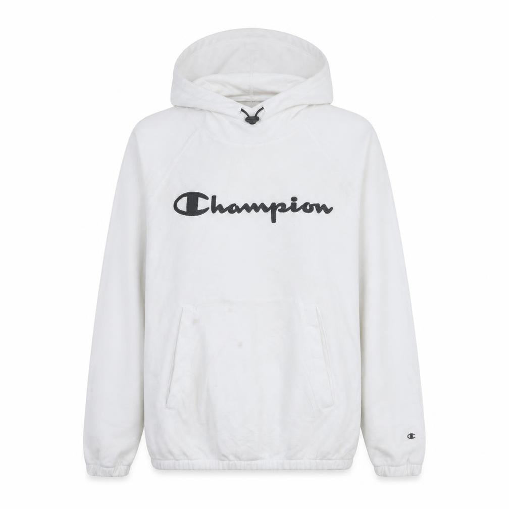 Front view of Champion Women White Medium Pullover Hoodie with Logo Print