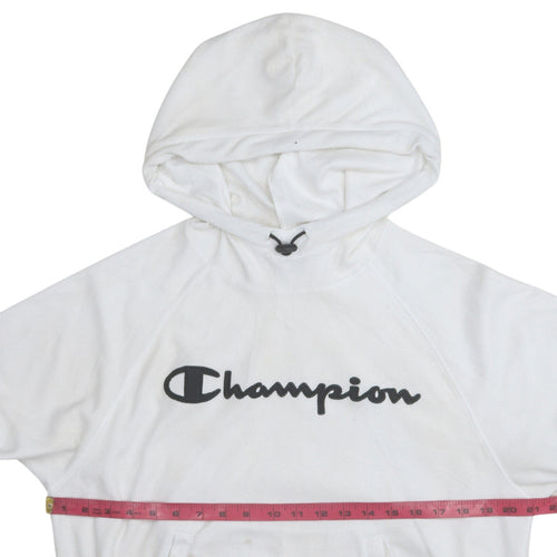 Champion Women White Medium Pullover Hoodie with Logo Print