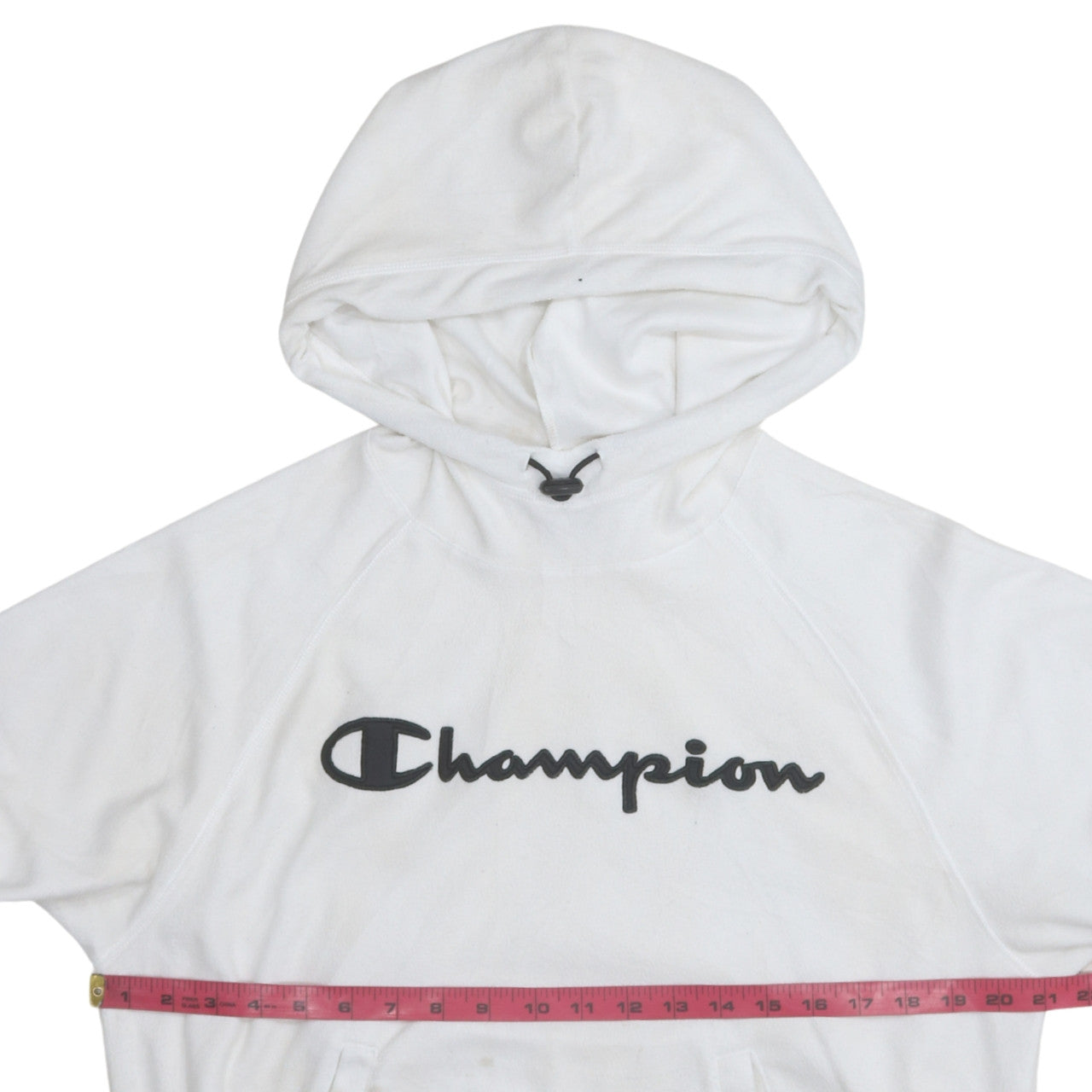 Champion Women White Medium Pullover Hoodie with Logo Print