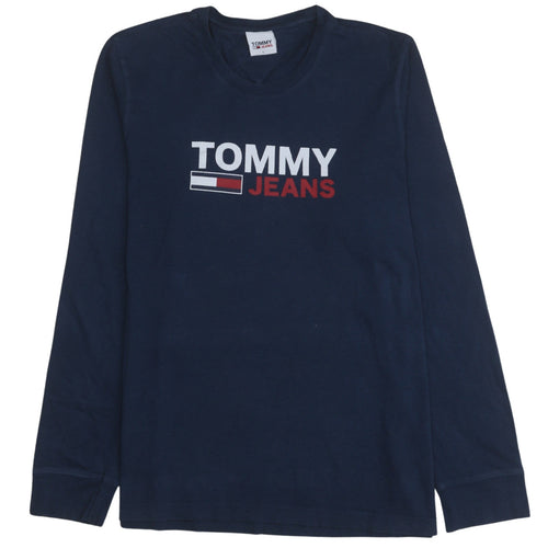 Tommy Jeans Mens Navy Long Sleeve Crew Neck Cotton T-Shirt L