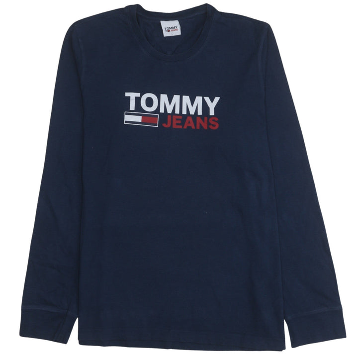 Tommy Jeans Mens Navy Long Sleeve Crew Neck Cotton T-Shirt L