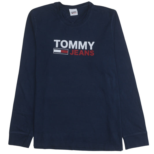Tommy Jeans Mens Navy Long Sleeve Crew Neck Cotton T-Shirt L