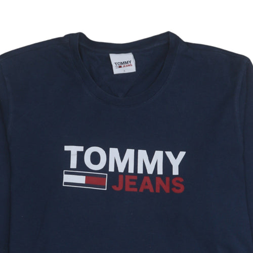 Tommy Jeans Mens Navy Long Sleeve Crew Neck Cotton T-Shirt L