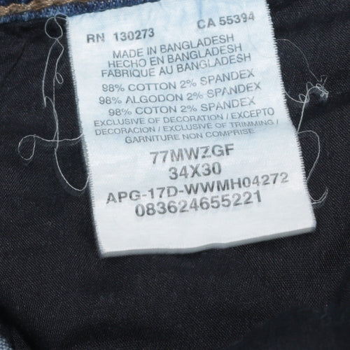 Wrangler Retro Men's Blue 34x30 Straight Leg Denim Jeans