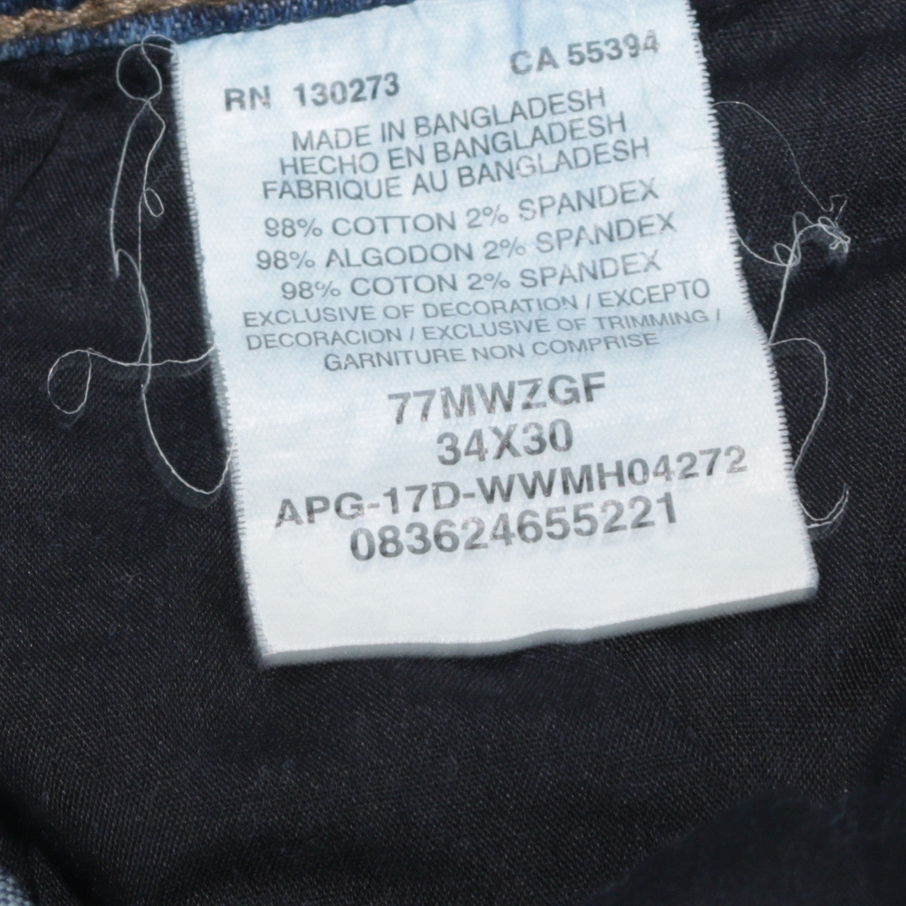 Wrangler Retro Men's Blue 34x30 Straight Leg Denim Jeans