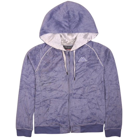 Kappa Girls Blue Full Zip Velour Hoodie XL Sequin Logo Hooded Top