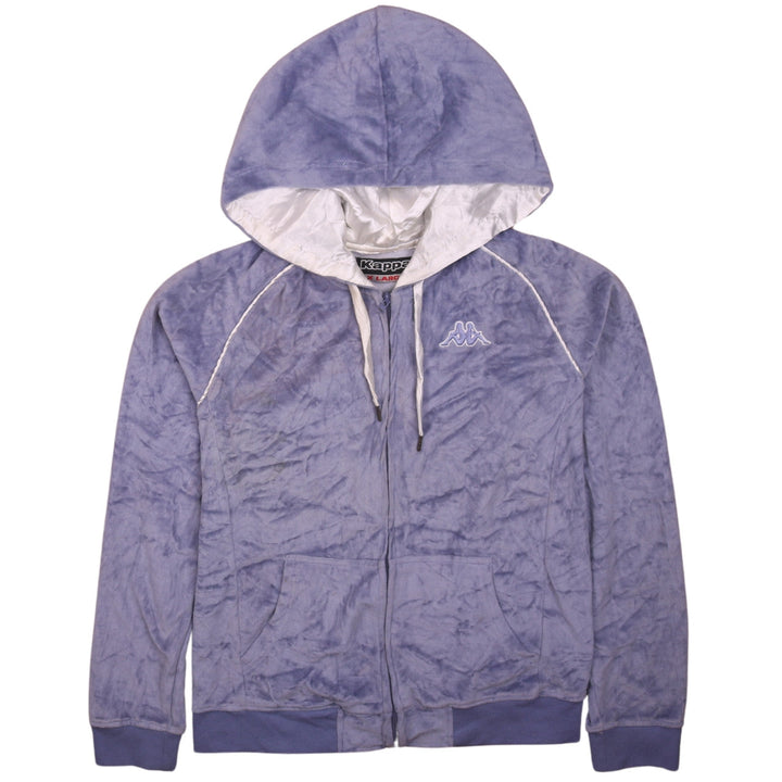 Kappa Girls Blue Full Zip Velour Hoodie XL Sequin Logo Hooded Top