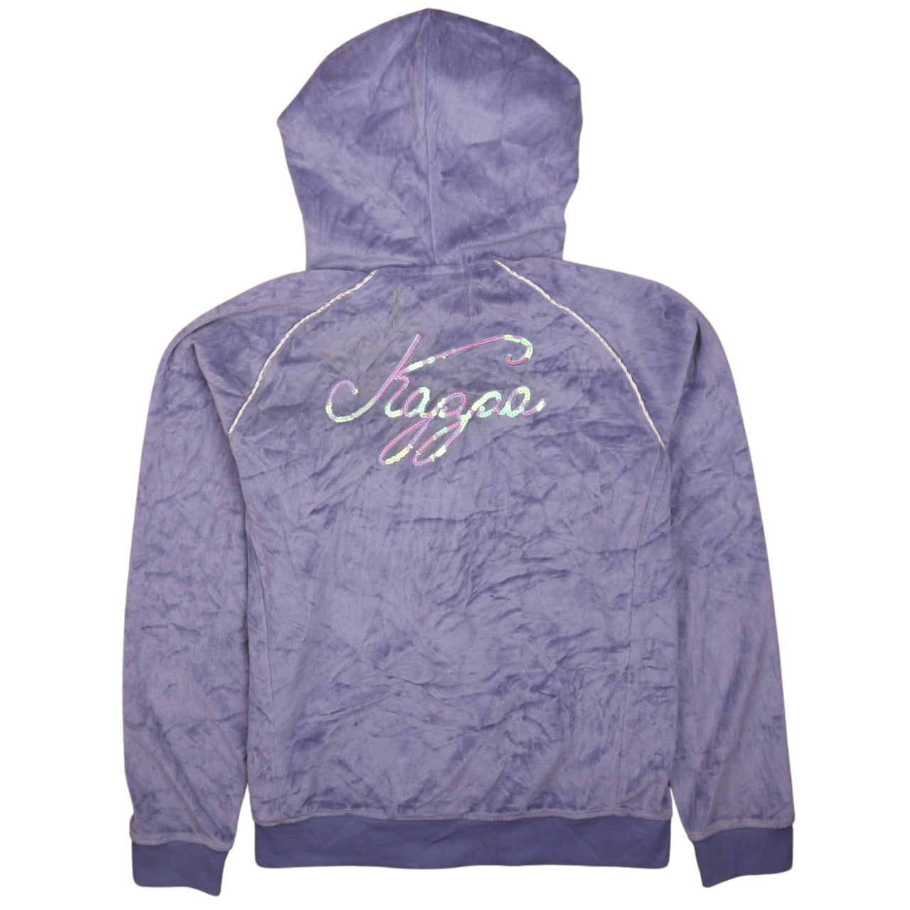 Kappa Girls Blue Full Zip Velour Hoodie XL Sequin Logo Hooded Top