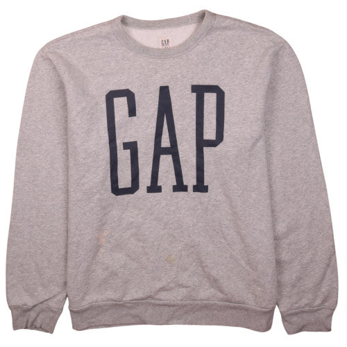 GAP Womens Grey Logo Crew Neck Pullover Sweatshirt Size L
