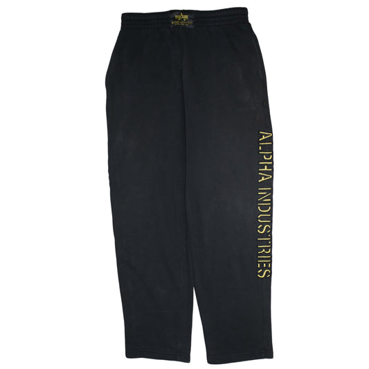 Alpha Industries Men's Black Sweatpants Medium Logo Fleece Trousers