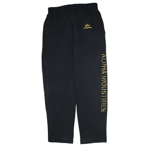 Alpha Industries Men's Black Sweatpants Medium Logo Fleece Trousers