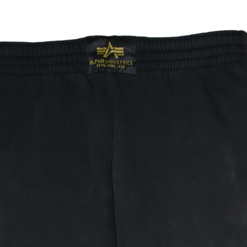Alpha Industries Men's Black Sweatpants Medium Logo Fleece Trousers