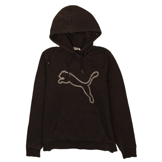 Puma Women's Black Pullover Hoodie L Logo Print Casual Sweatshirt