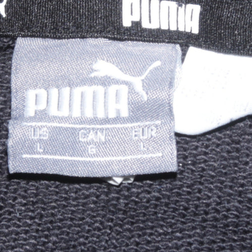 Puma Women's Black Pullover Hoodie L Logo Print Casual Sweatshirt