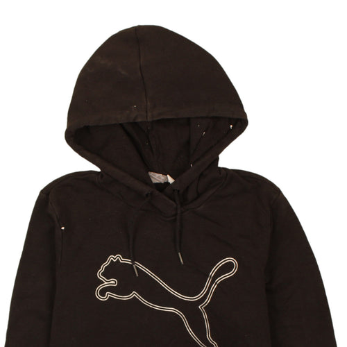 Puma Women's Black Pullover Hoodie L Logo Print Casual Sweatshirt