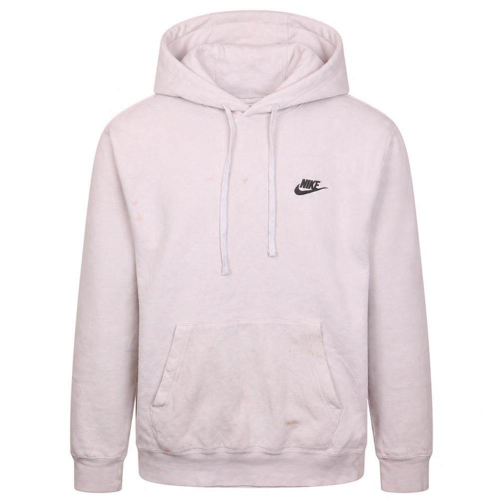 Front view of Nike Men's White Pullover Hoodie Small Logo Regular Fit