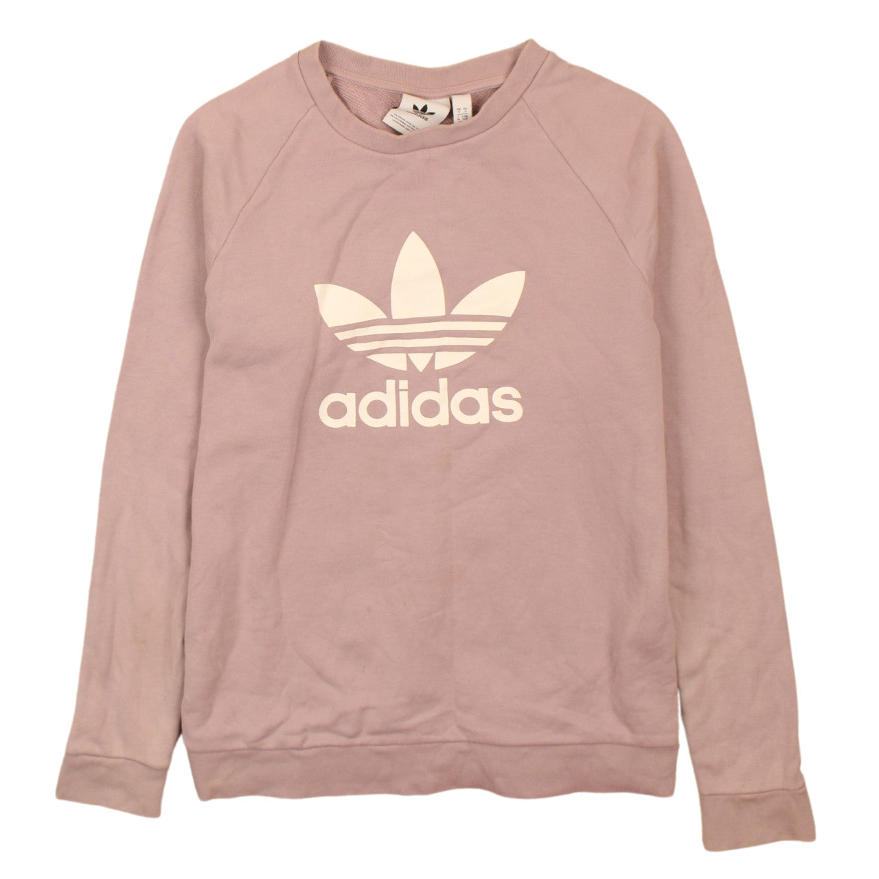 Adidas Womens Pink Sweatshirt Small Logo Crew Neck Pullover