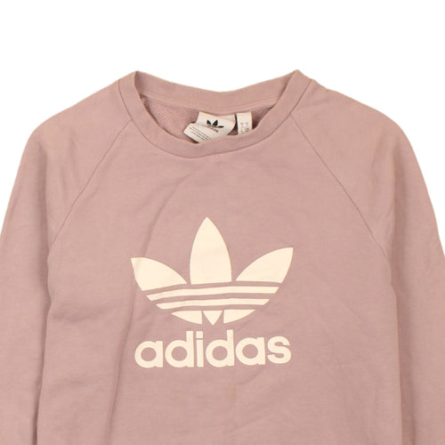 Adidas Womens Pink Sweatshirt Small Logo Crew Neck Pullover