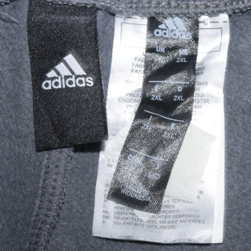 Adidas Men's Grey 2XL Fleece Jogger Trousers with Stripes