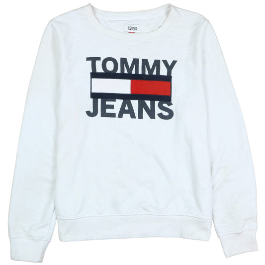 Tommy Jeans Men's White Logo Pullover Sweatshirt Size S