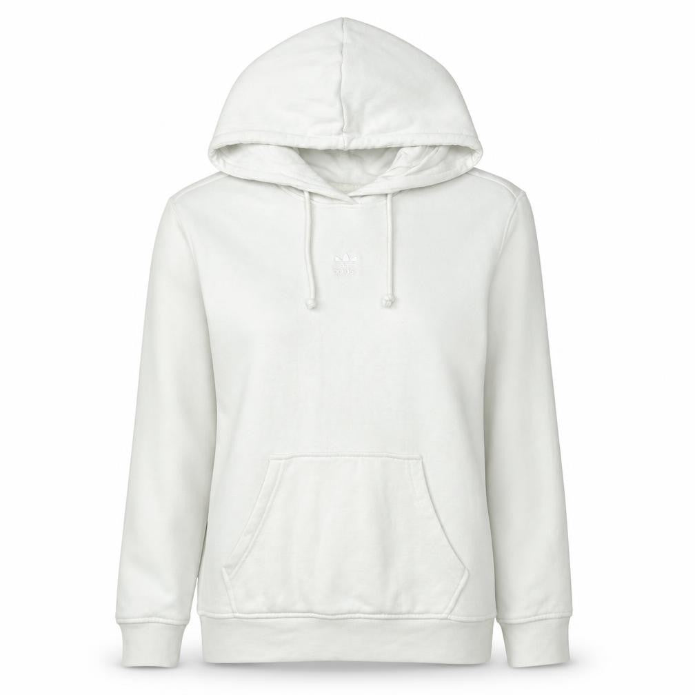 Front view of Adidas Women's Ivory Hoodie, size 10, Pullover Cotton Blend
