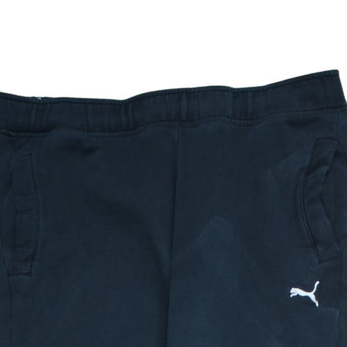 Puma Men Black L Jogger Sweatpants Elastic Waist Cuffed Trousers