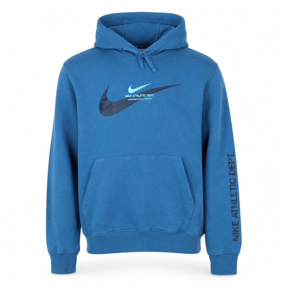 Front view of Nike Men's Blue Pullover Hoodie Small Athletic Dept Graphic