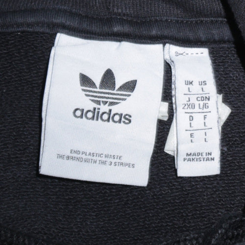 Adidas Men’s Black Pullover Hoodie Size L Logo Fleece Sweatshirt