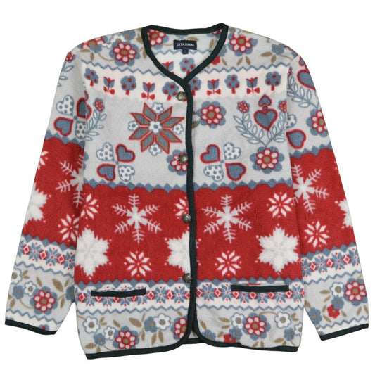 Zeta Zukki Womens Multicoloured Fleece Fair Isle Winter Jacket L