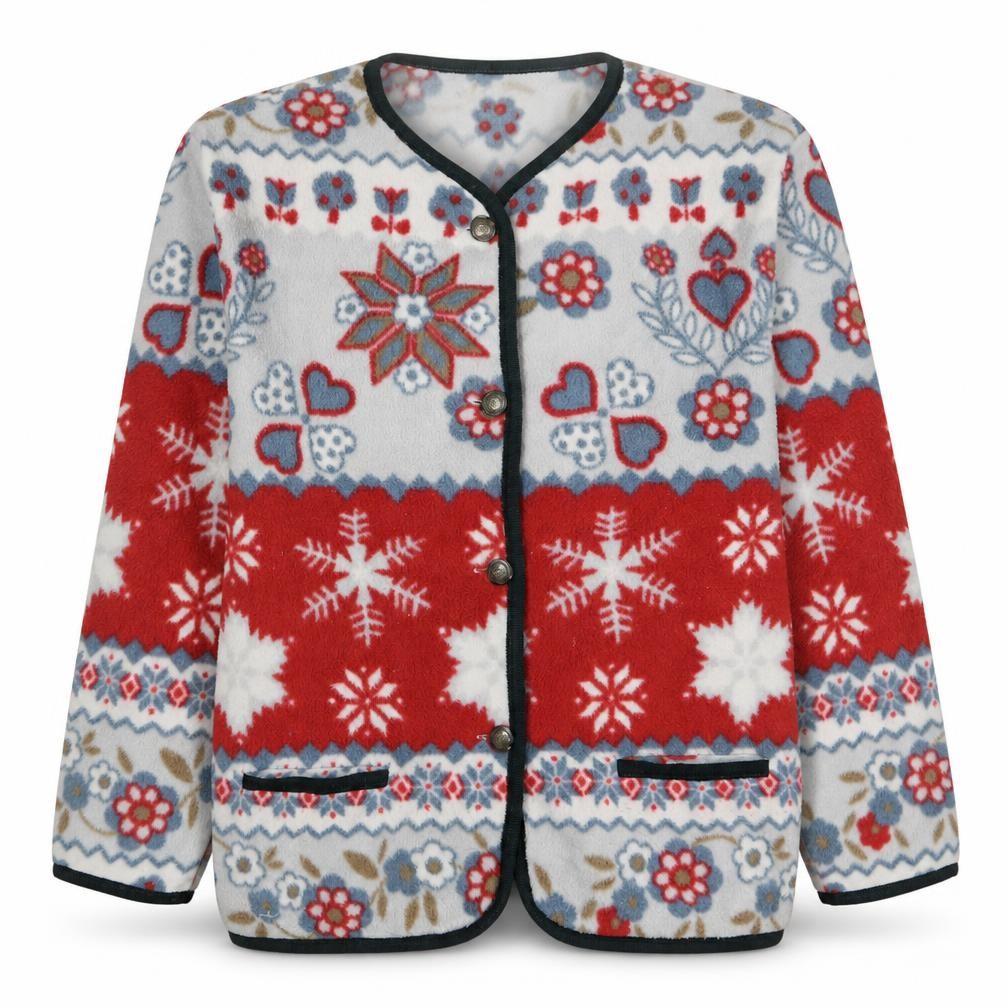 Zeta Zukki Womens Multicoloured Fleece Fair Isle Winter Jacket L