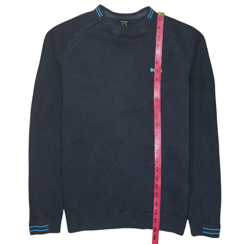 BOSS Mens Blue Crew Neck Cotton Pullover Jumper Size M