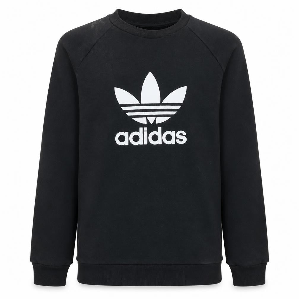 Front view of Adidas Men's Black Logo Pullover Sweatshirt, size S