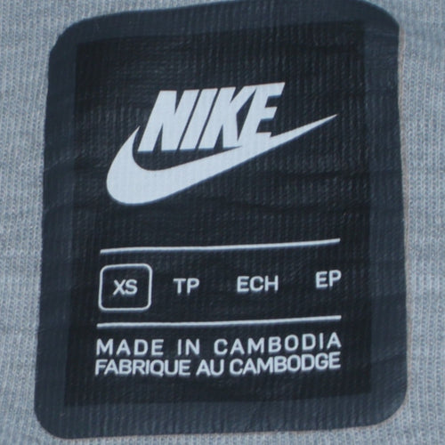 Nike Men's Grey XS Full Zip Hoodie with Logo Accents