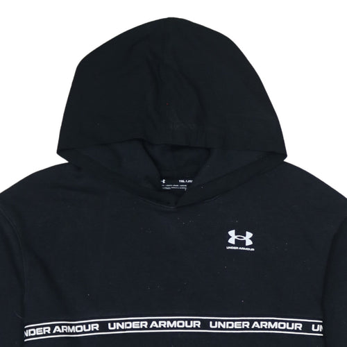 Under Armour Boys Black YXL Pullover Hoodie with Logo Design