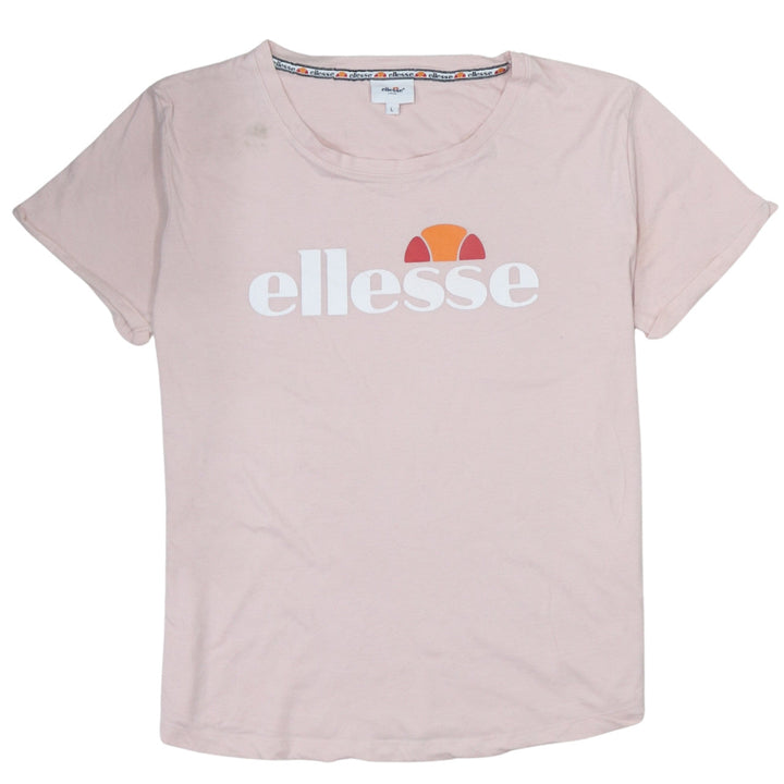 Ellesse Womens Pink Crew Neck Short Sleeve Cotton T-Shirt L