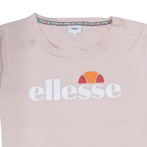 Ellesse Womens Pink Crew Neck Short Sleeve Cotton T-Shirt L