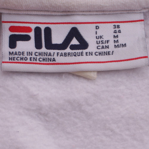 FILA Womens White Sweatshirt Medium Logo Crew Neck Pullover