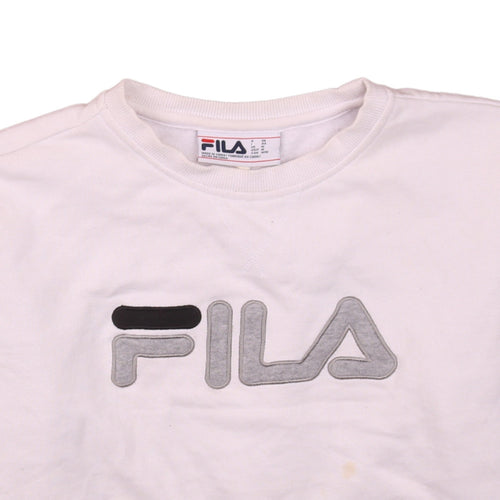 FILA Womens White Sweatshirt Medium Logo Crew Neck Pullover