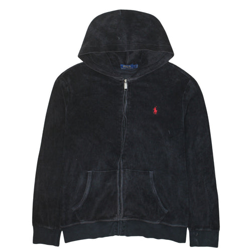 Ralph Lauren Men's Black Full Zip Velour Hoodie Medium