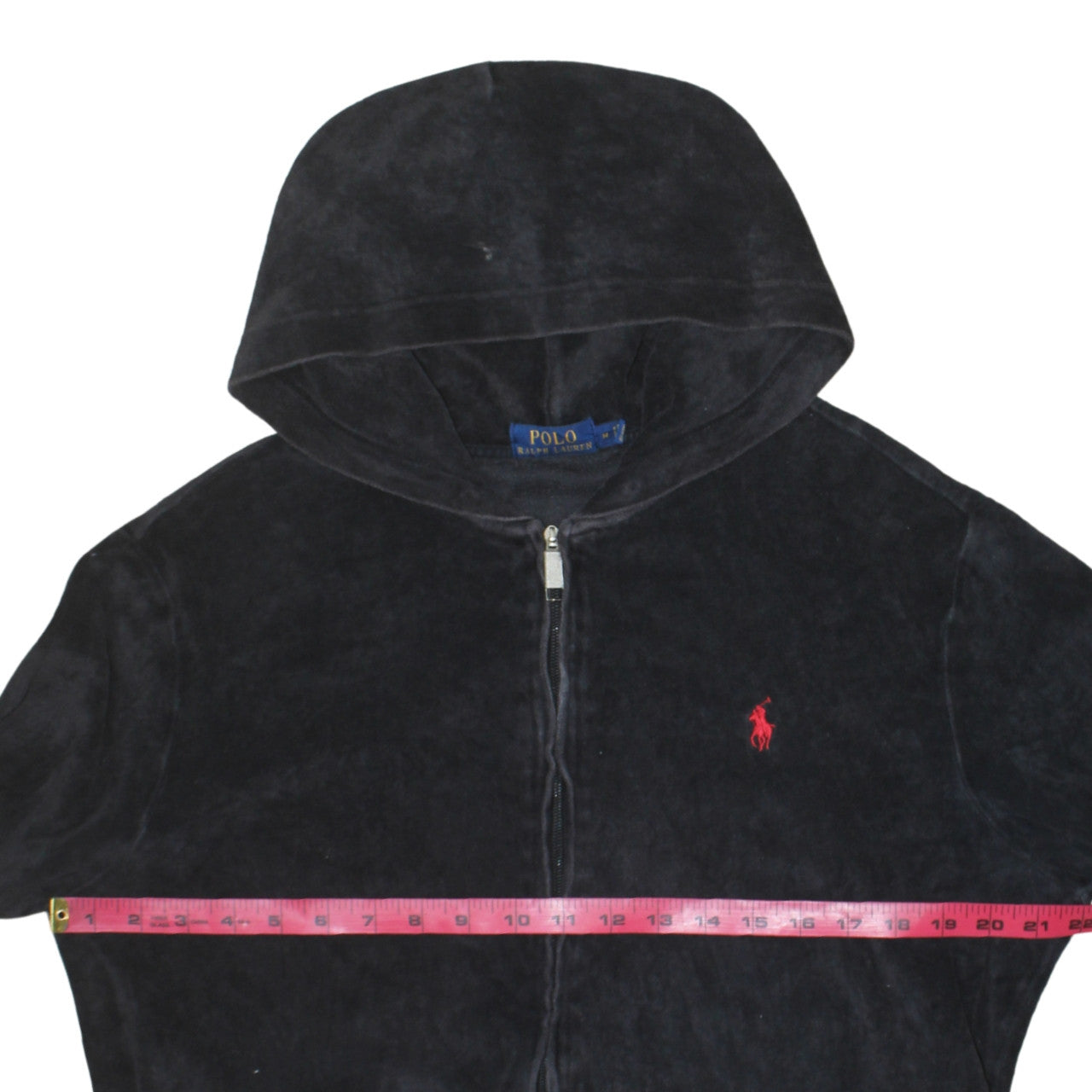Ralph Lauren Men's Black Full Zip Velour Hoodie Medium