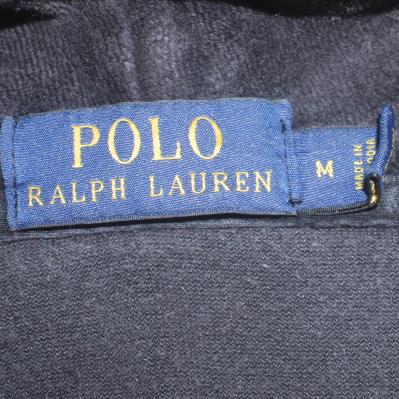 Ralph Lauren Men's Black Full Zip Velour Hoodie Medium