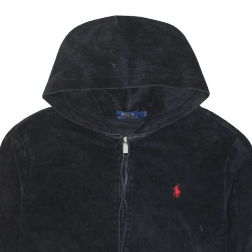 Ralph Lauren Men's Black Full Zip Velour Hoodie Medium