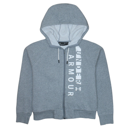 Under Armour Women's Grey Full Zip Hoodie Small Loose Fit Cotton Blend